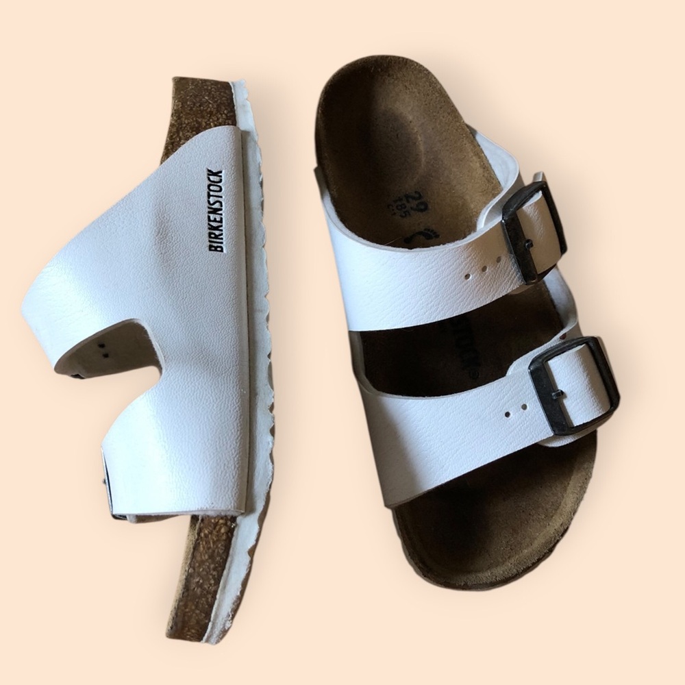 Little Kids Birkenstock Arizona Birkibuc Sandals White Leather Kids 29 (11-11.5)